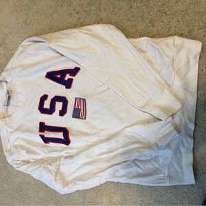 Mighty Fine White Crewneck Sweatshirt with Logo Tag